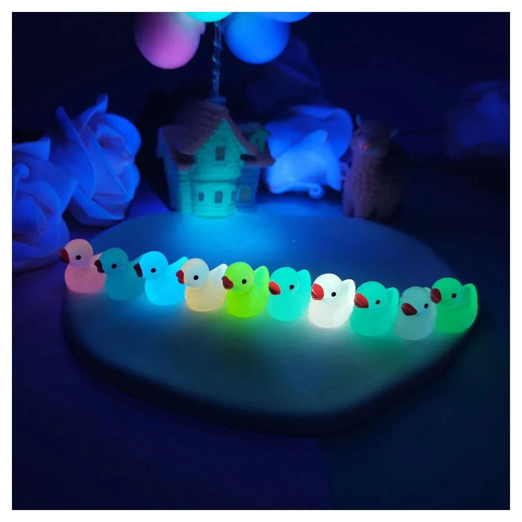 100x Mini Duck Glow in The Dark Duck Mini Resin Luminous Tiny Duck Toys