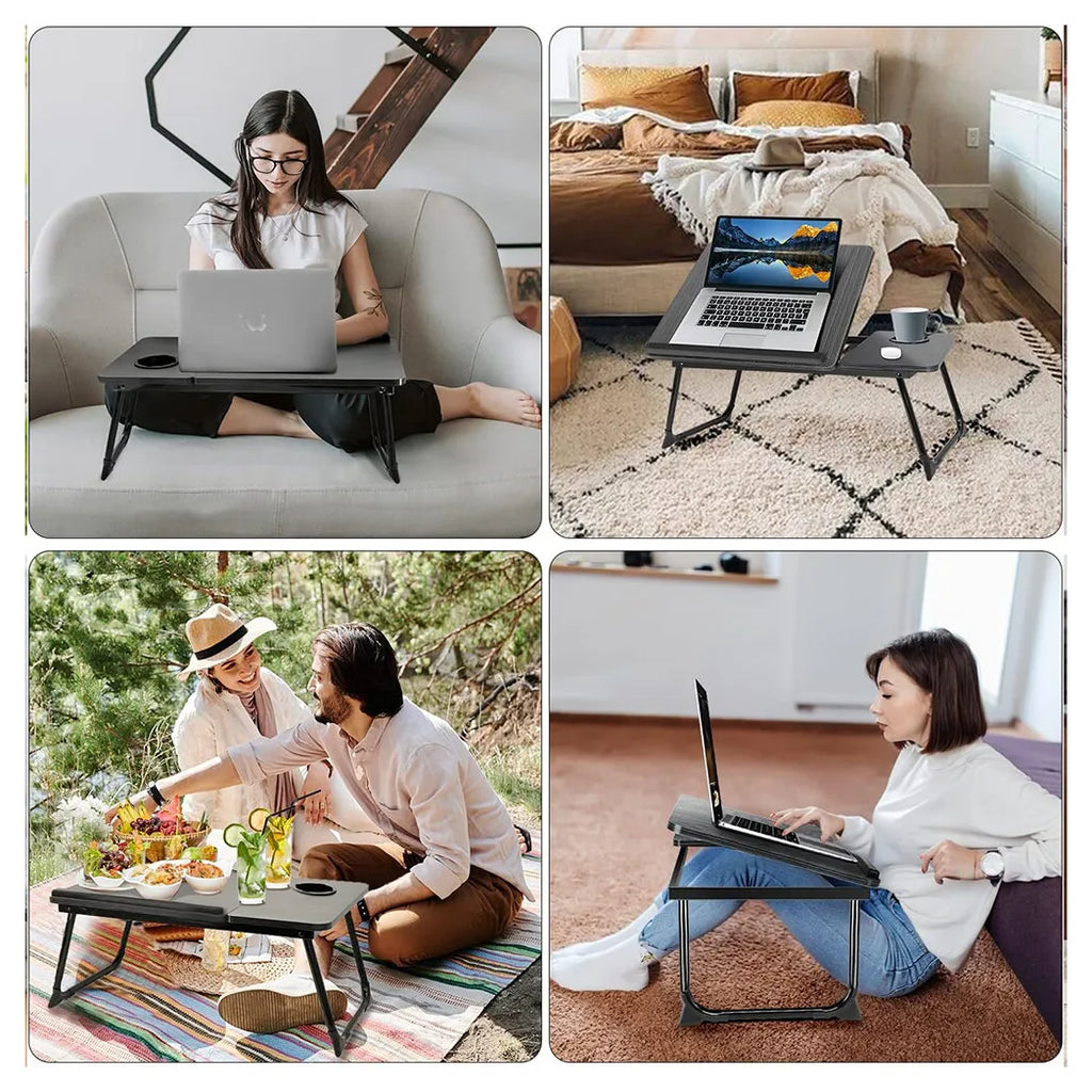 Folding Laptop Table Stand Bed Tray Sofa Lap Breakfast Portable Computer Desk UK