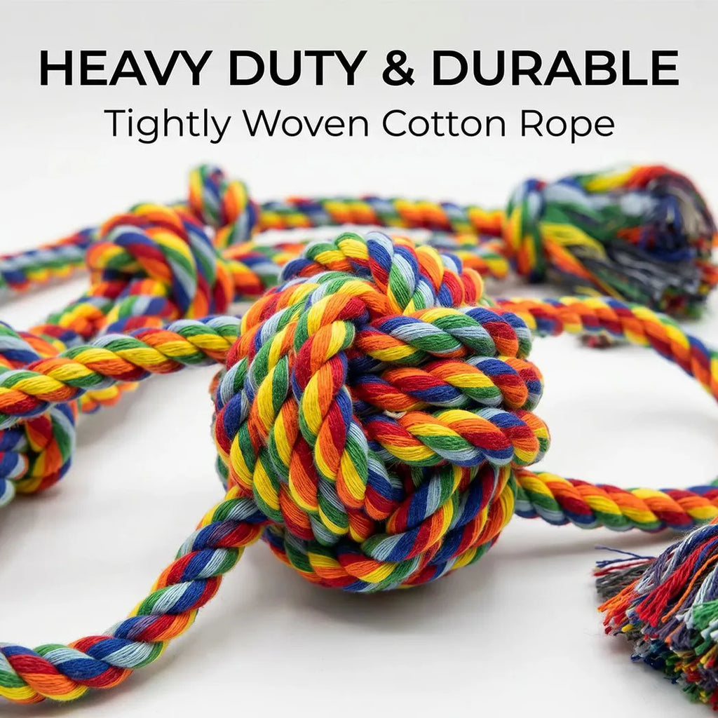 6pc Rainbow Color Dog Rope Toys Set Teeth Cleaning Durable&Long-Lasting Dog Toys