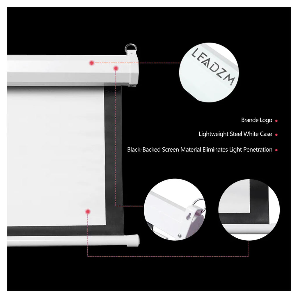 UK Plug, 100 inch 16:9 Aspect Ratio Manual Self-locking Warp Knitted White