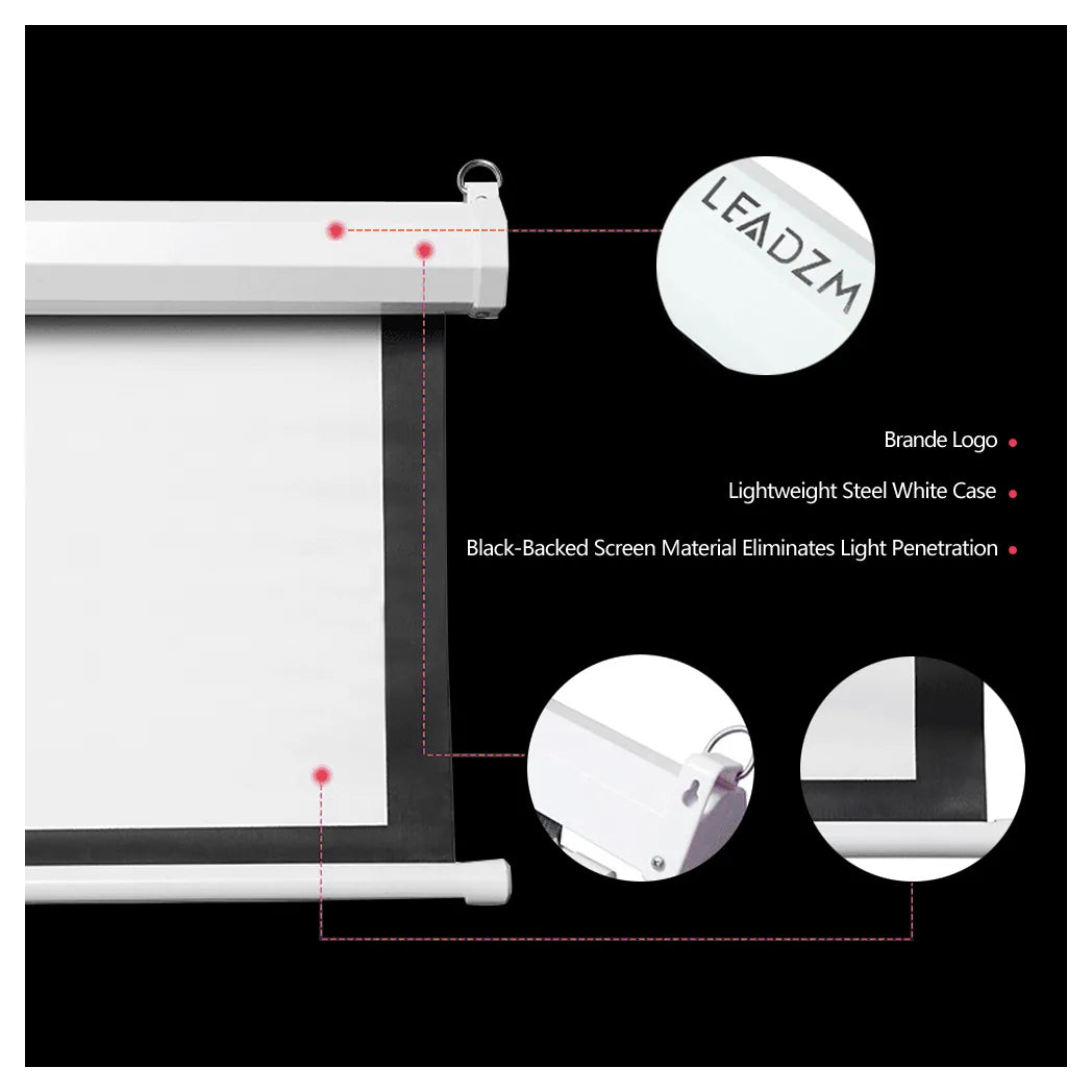 UK Plug, 100 inch 16:9 Aspect Ratio Manual Self-locking Warp Knitted White