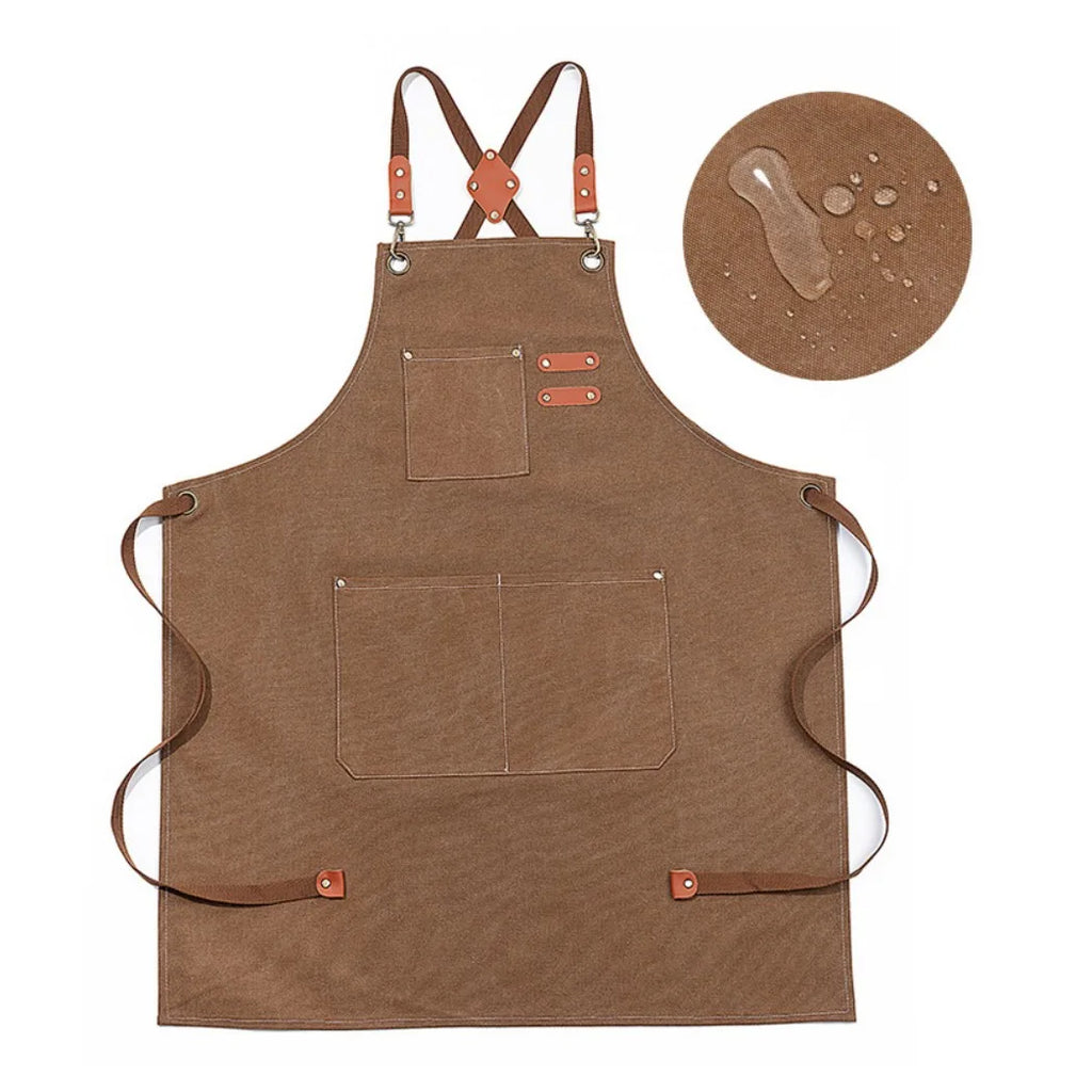 Kitchen Cooking BBQ Plain Denim Canvas Pocket Apron Butcher Crafts Baking Chefs-Gray