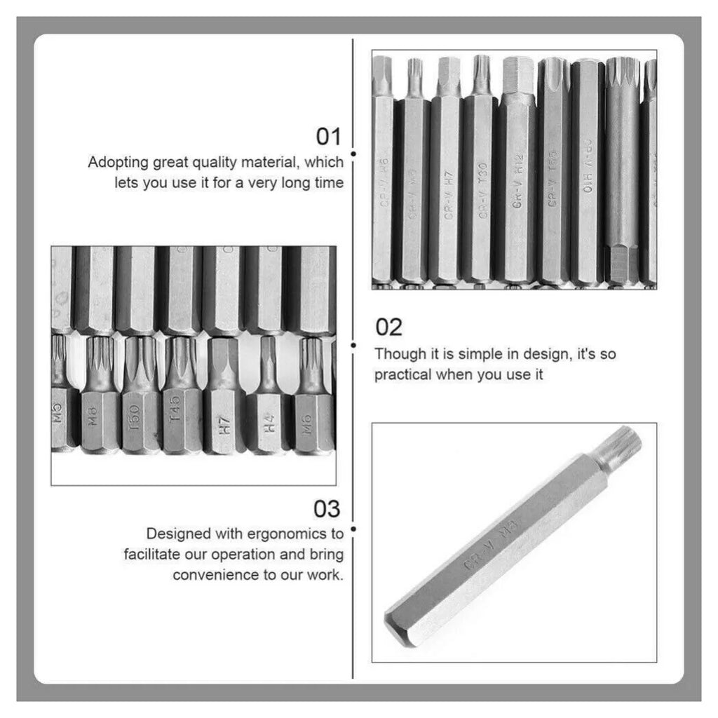 40 x Allen Key Torx Hex Star Spline Socket Bit Set Drive Car Repair Tool 1/2 3/8