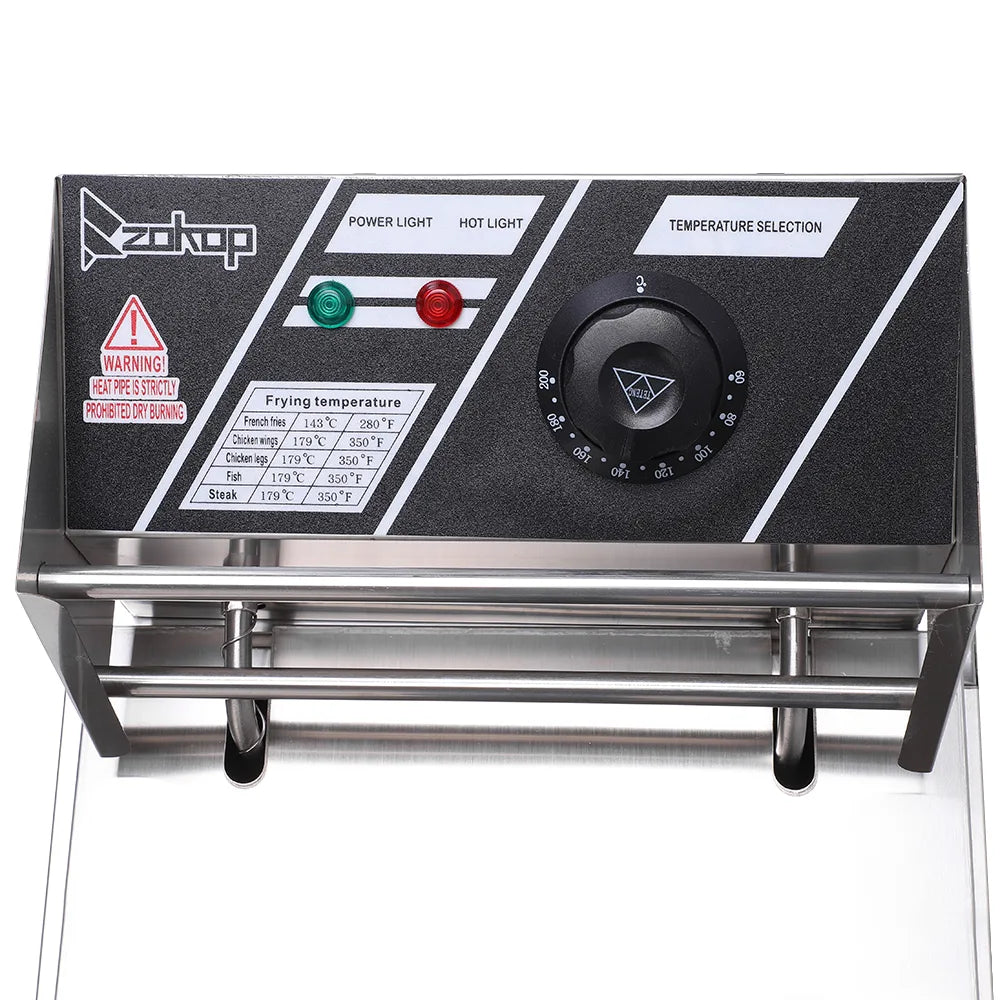 ZOKOP EH81 2500W 220-240V 6.3QT/6L Stainless Steel Single Cylinder Electric Fryer