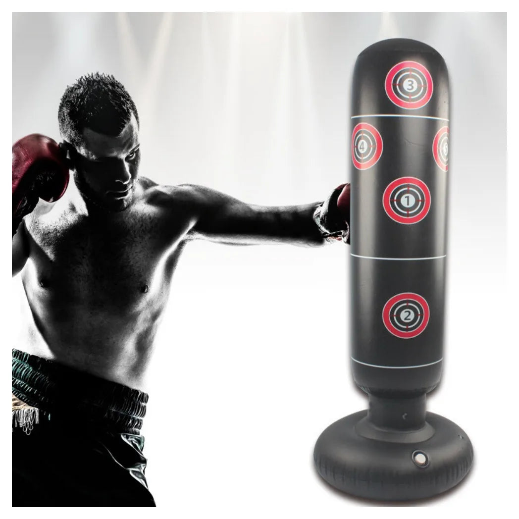 Free Punch Bag Standing Inflatable Boxing Kick MMA Training Kids Adults 155cm