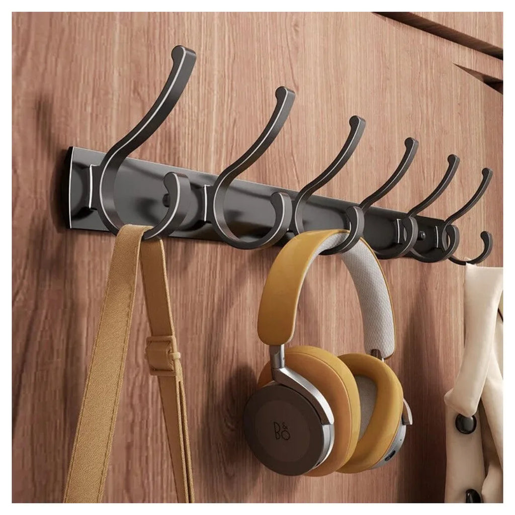 12 Hooks Aluminum Key Coat Clothes Door Holder Rack Hook Wall Mounted Hanger