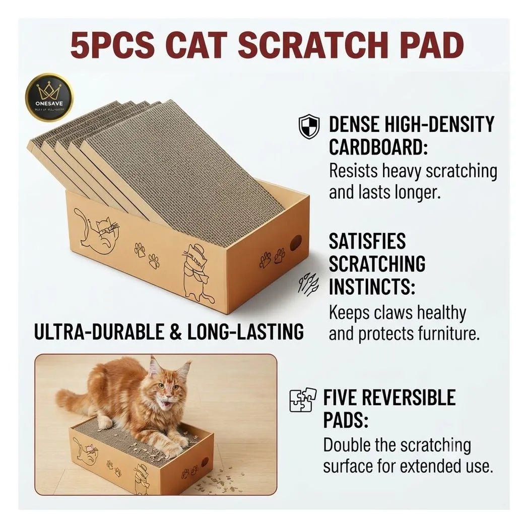 5PC Cat Scratching Board Box Cardboard Kitten Pad Claw Scratcher Scratch Bed