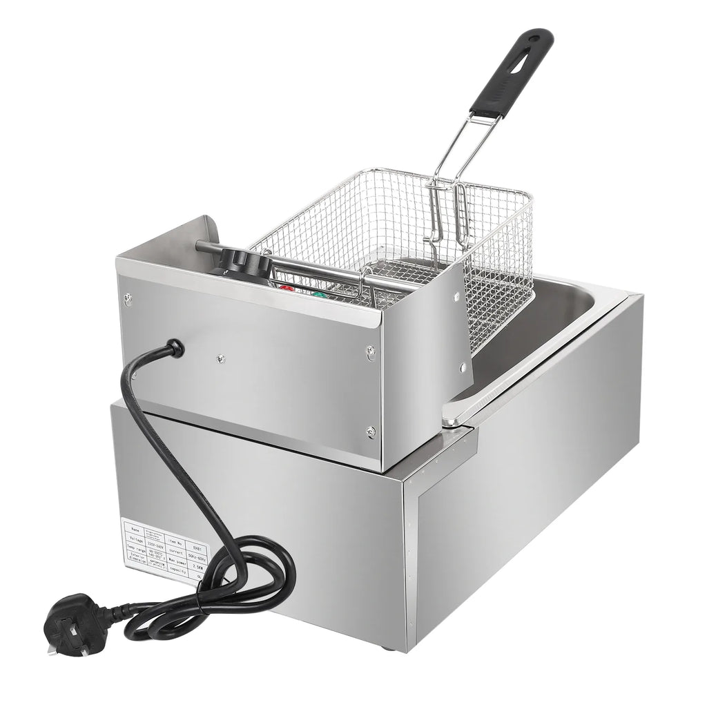 ZOKOP EH81 2500W 220-240V 6.3QT/6L Stainless Steel Single Cylinder Electric Fryer
