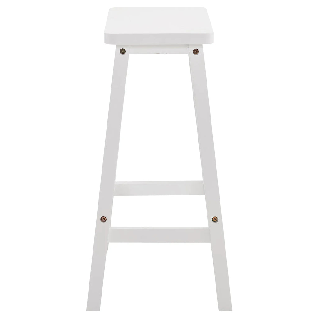 2pcs Pine Wood Saddle Seat Bar Stool White