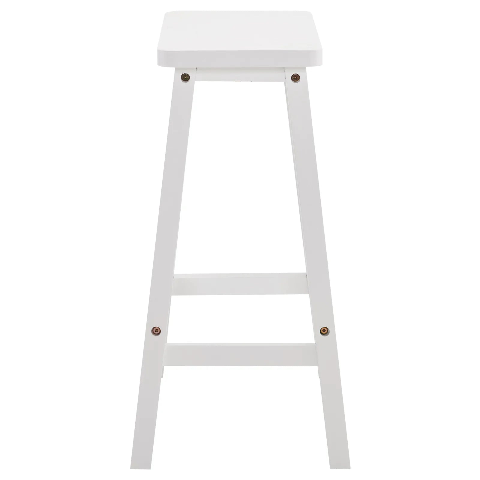 2pcs Pine Wood Saddle Seat Bar Stool White