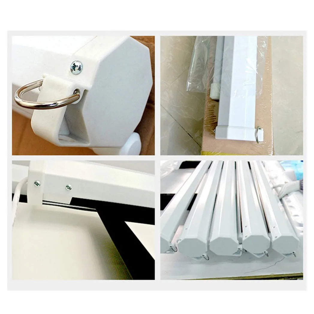 UK Plug, 100 inch 16:9 Aspect Ratio Manual Self-locking Warp Knitted White