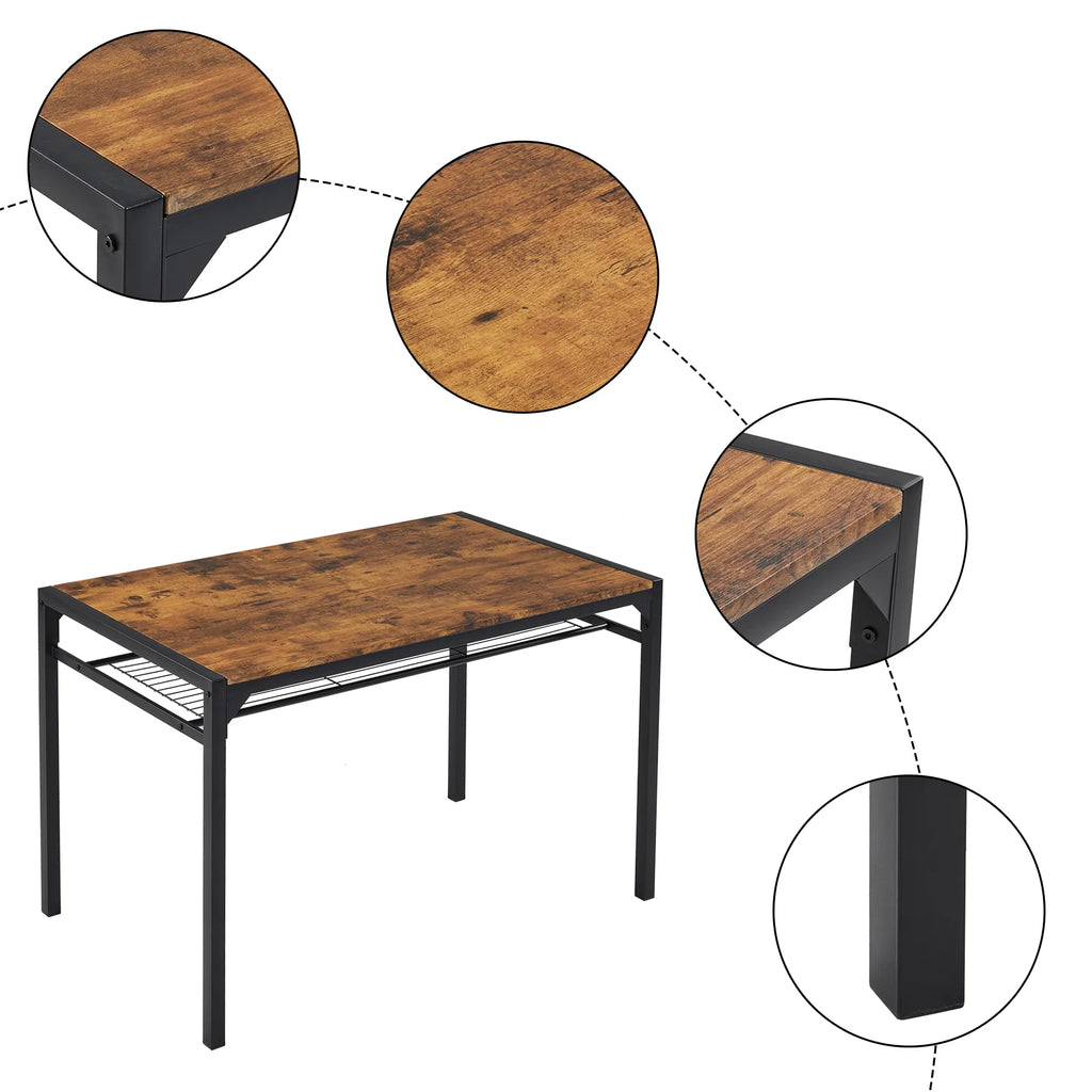 Dining Table Set for 4, Kitchen Table with 2 Chairs and a Bench, 4 Piece Kitchen Table Set for Small Space, Home Kitchen Bar Pub Apartment, Rustic Brown