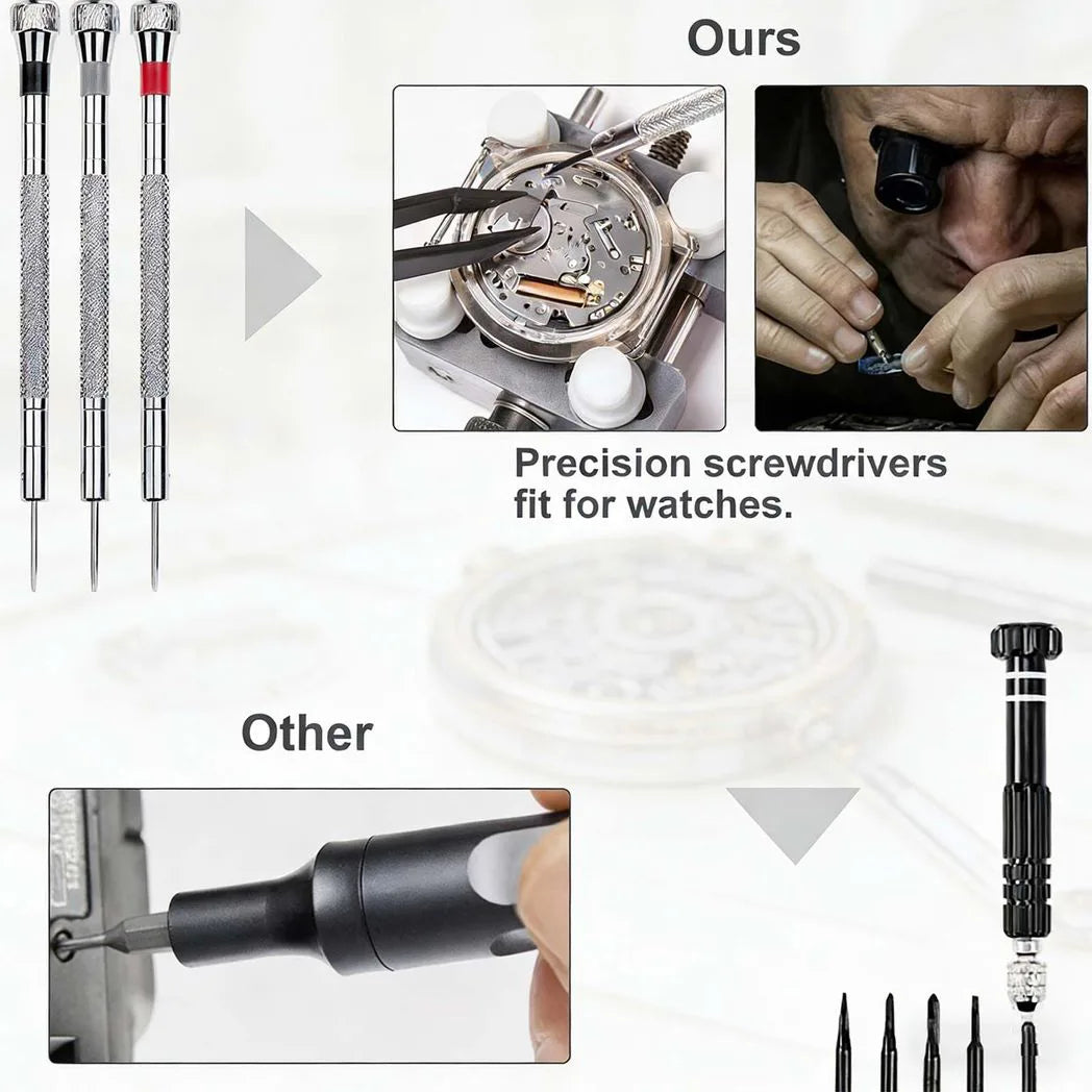 147PCS Watch Repair Tool Kit Back Case Opener Remover Spring Pin Bars Watchmaker