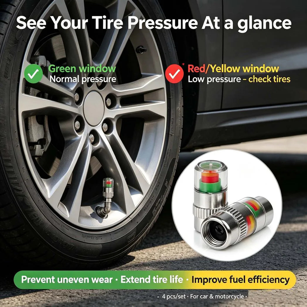 4x Car Valve Tyre Caps Dust Monitor Wheel Pressure Tire Air Sensor