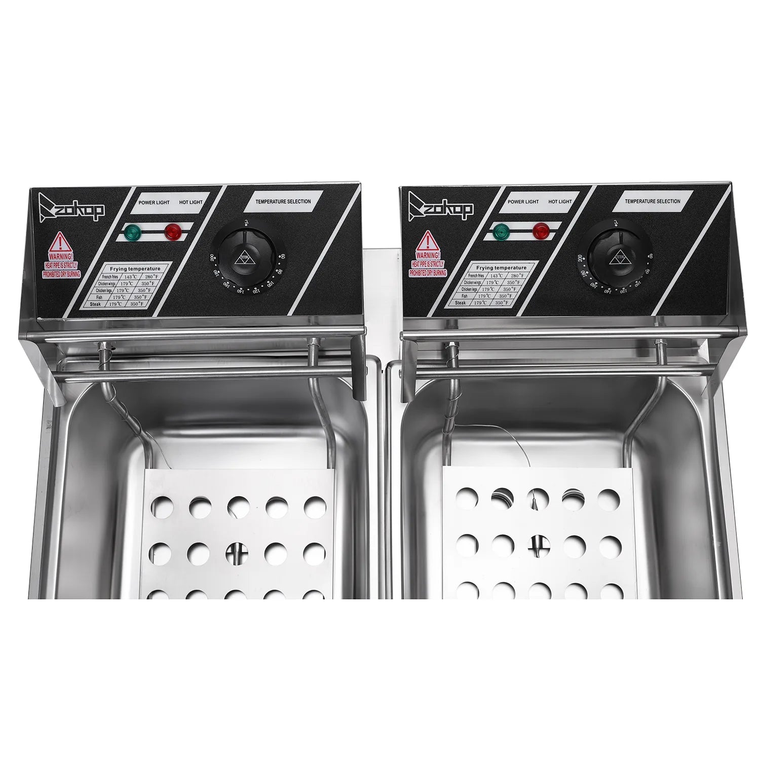 ZOKOP EH82 2500W 220-240V 12.7QT/12L Stainless Steel Double Cylinder Electric