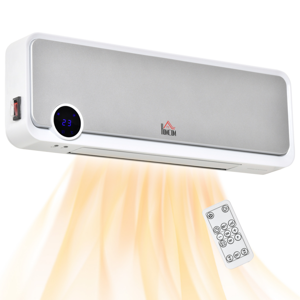Wall Mounted Downflow Ceramic Heater with 12h  Timer, Remote