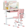 HOMCOM Kids Desk and Chair Set with Storage Shelves, Washable Cover - Pink