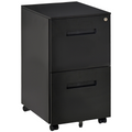 Mobile Lockable File Cabinet w/ Adjustable Hanging File Folder Black Vinsetto