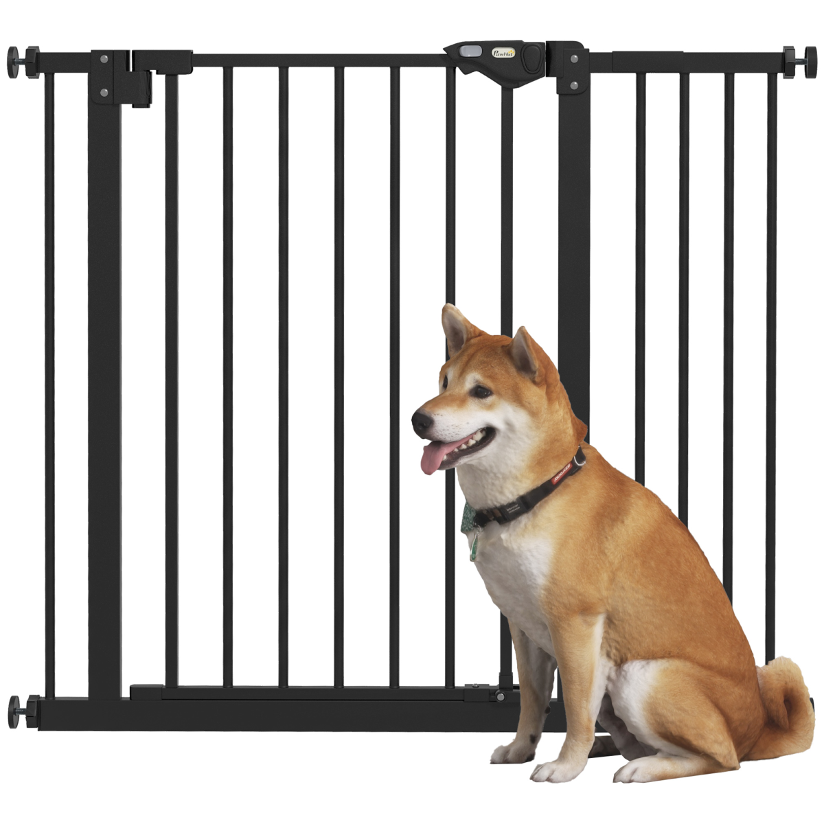 PawHut Adjustable Safety Gate with 1 Extensions and Four Adjustable Screws, Black