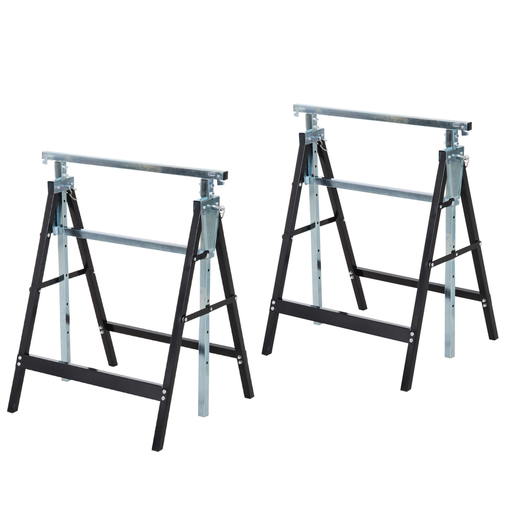2xTelescopic Builders Trestle Work Bench-Black