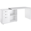 Home Office L Shape Computer Desk Workstation Drawer Shelf File Cabinet-White