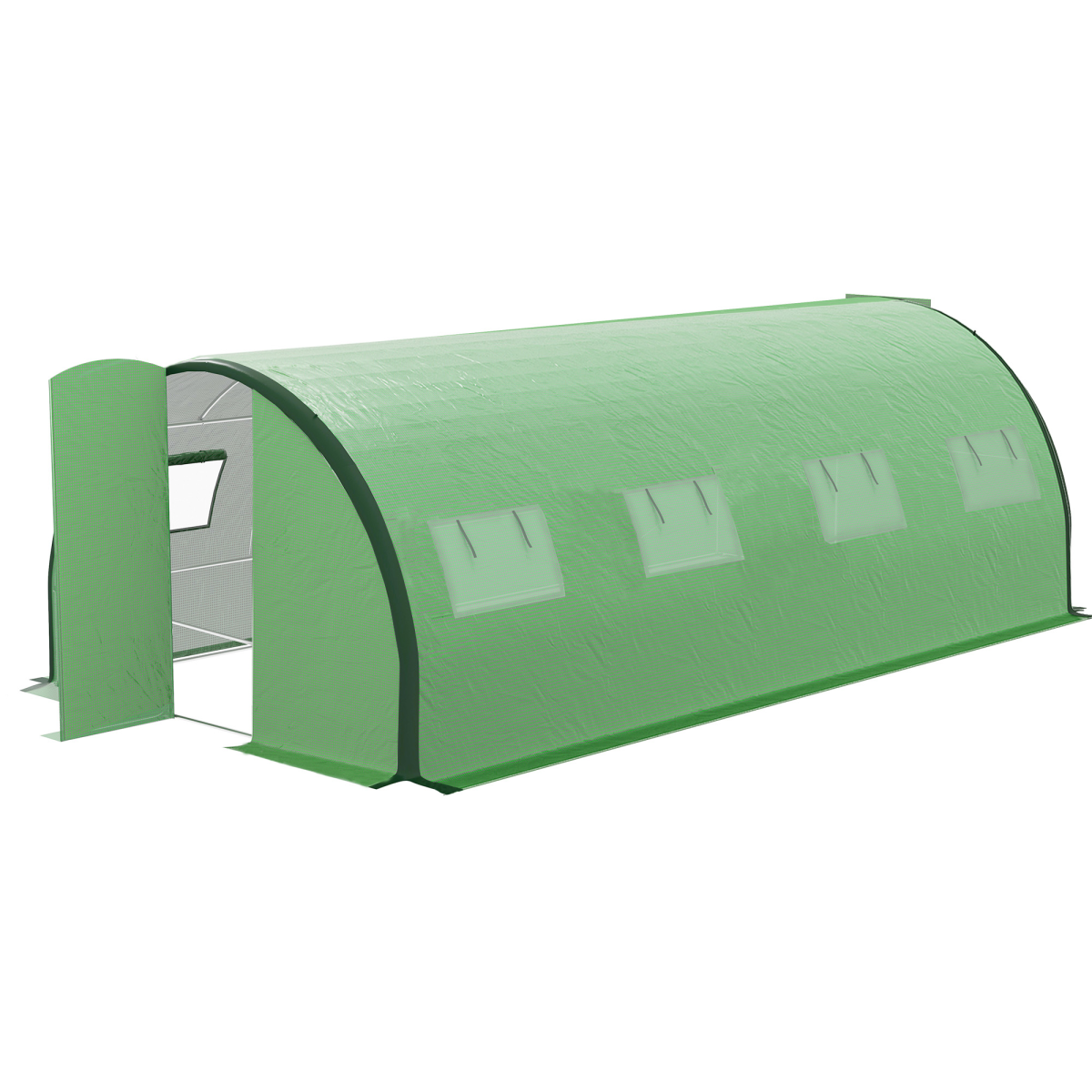 Outsunny Tunnel Greenhouse, Upgraded Structure, Hinged Doors, 6 x 3(m), Green