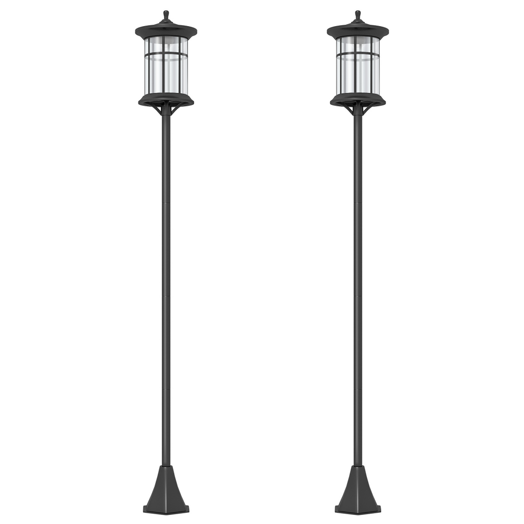 Outsunny LED Outdoor Solar Post Lights, Waterproof IP44, Cool White, 2 Pack