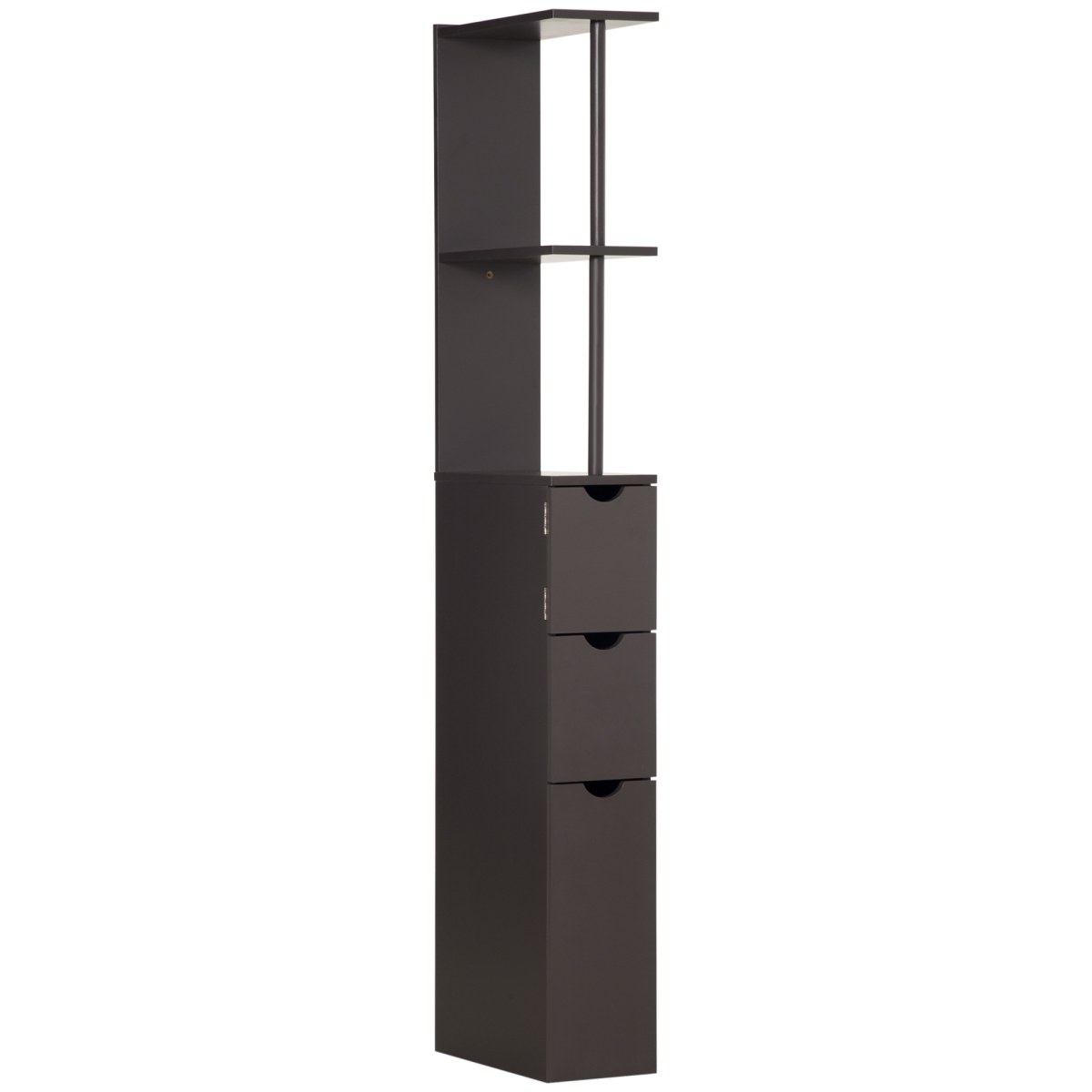 HOMCOM Tall Bathroom Storage Cabinet with Shelf and Drawers, Brown
