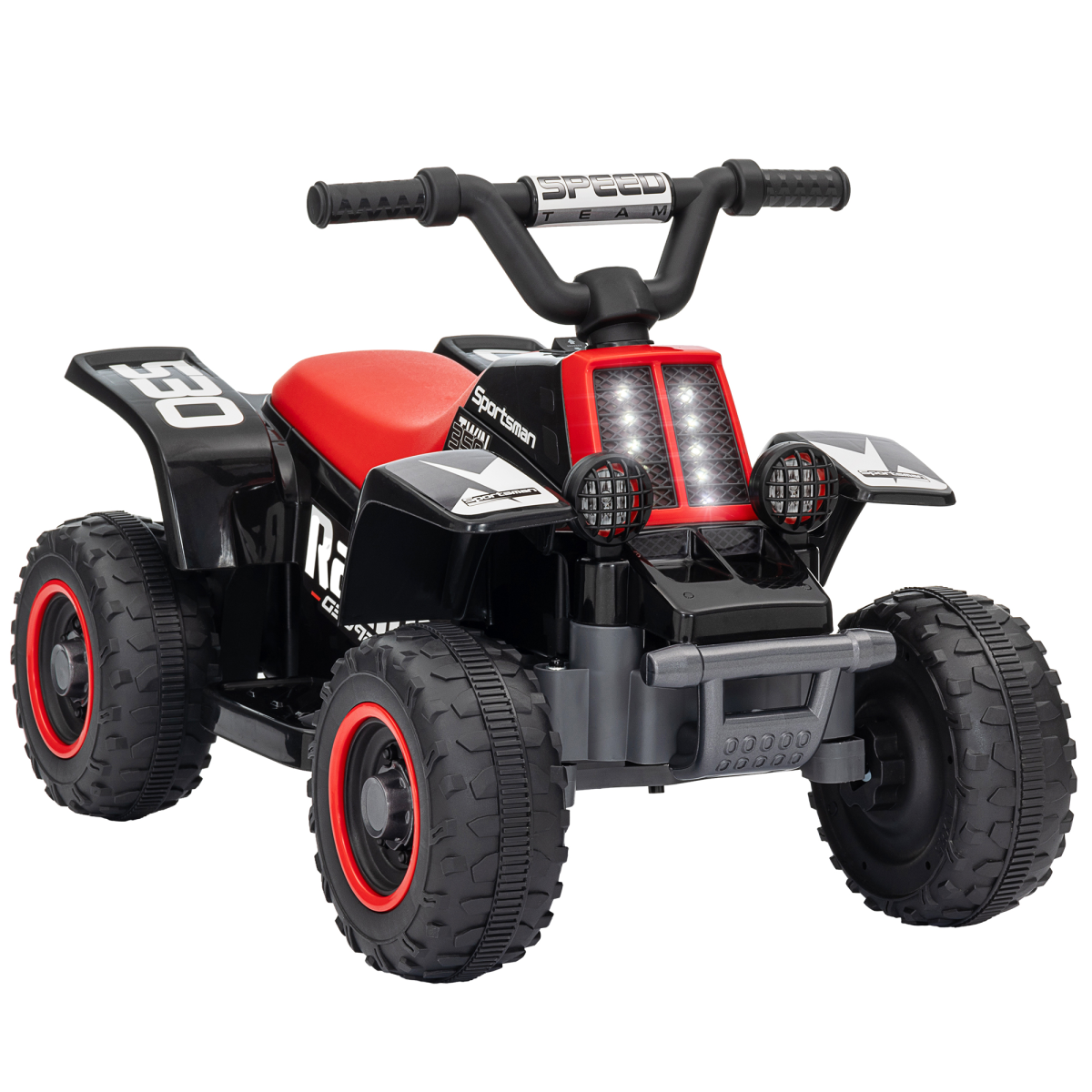 AIYAPLAY 6V Electric Quad Bike for Kids with Forward Backward, Black and Red