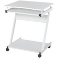 Computer Desk with 4 Moving Wheels Sliding Keyboard Tray White