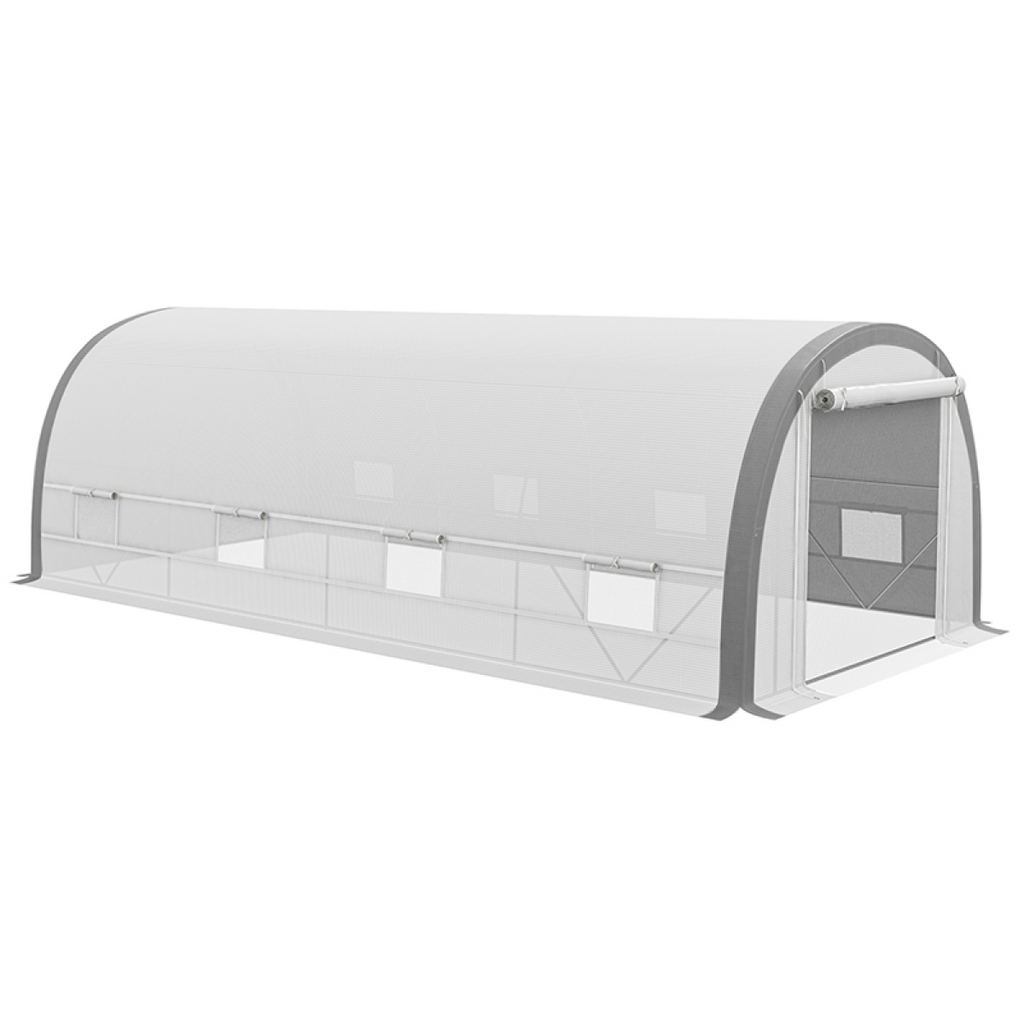 6 x 3(m) Upgraded Polytunnel Greenhouse w/ Mesh Door & Windows, 15 Plant Labels