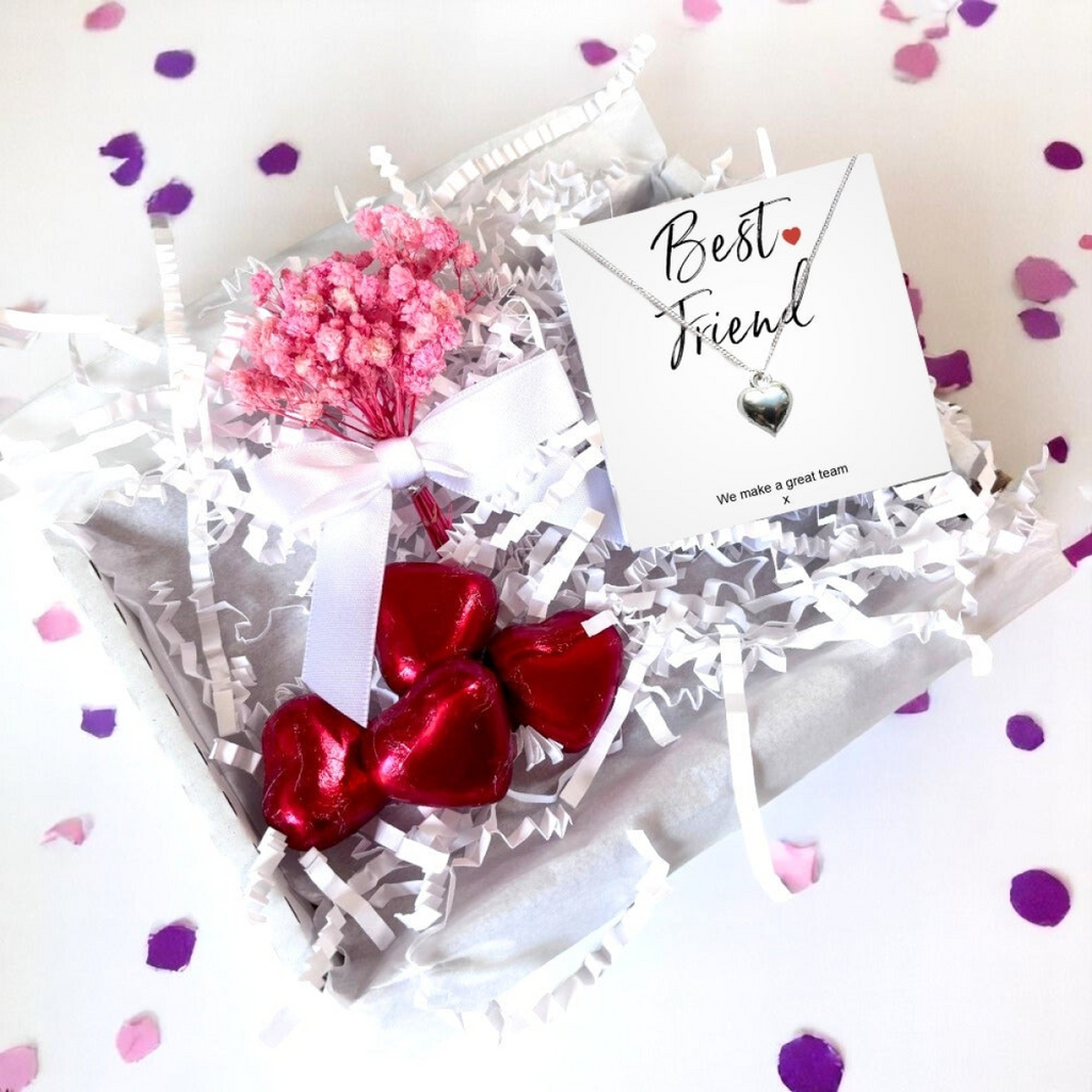 Best Friend Mini Gift Hamper with Silver Heart Necklace