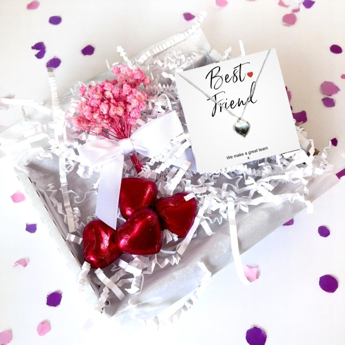 Best Friend Mini Gift Hamper with Silver Heart Necklace