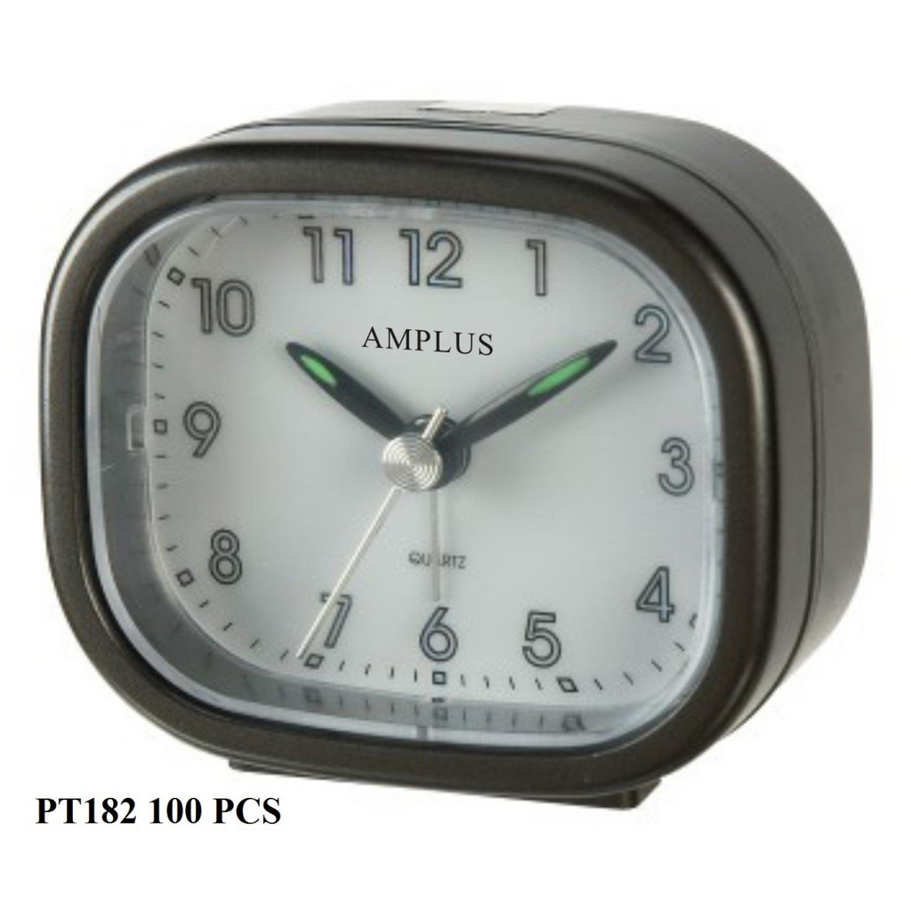 Amplus Travel White Dial Luminous Hands Dark Grey Alarm Clock PT182G