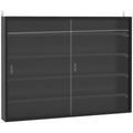 5-Tier Wall Display Shelf Unit Cabinet w/ Shelves Glass Doors Black