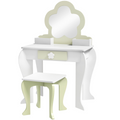 ZONEKIZ Kids Vanity Table Set, Beauty Flower Design, for Ages 3-6 Years - White