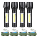 4 Pack Mini Zoomable LED Flashlight USB RechargeableCamping Hiking Flashlight Work light