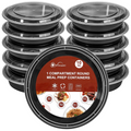 Vinsani 10pk ROUND 1 COMPARTMENT MEAL PREP CONTAINERS