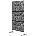 Outsunny 6.5FT Metal Outdoor Privacy Screen Panel with Stand and Ground Stakes