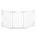 Pet Safety Gate 3-Panel Playpen Metal Fence W/ Walk Through Door White