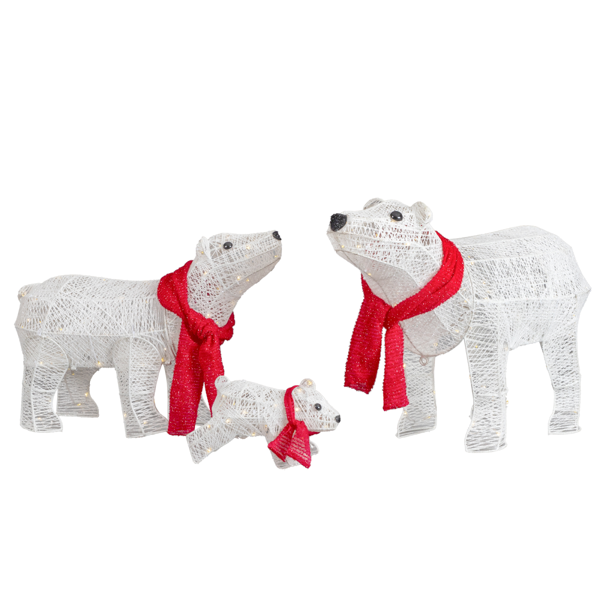 Set of 3 Lighted Polar Bear Family Christmas Decorations, Pre-lit Holiday Decor with 190 Warm White LED Lights for Xmas Outdoor Indoor Decor Lighted Holiday Displays, White