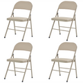 4pcs Elegant Foldable Iron & PVC Chairs for Convention & Exhibition  Light  Brown