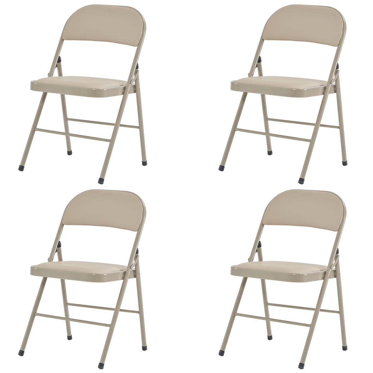 4pcs Elegant Foldable Iron & PVC Chairs for Convention & Exhibition  Light  Brown