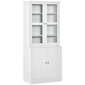 Modern Bookcase Display Storage Cabinet w/ Doors Adjustable Shelves