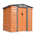 6x5ft Metal Garden Shed House  Gardening Tool Storage Brown 193Lx152Wx203Hcm