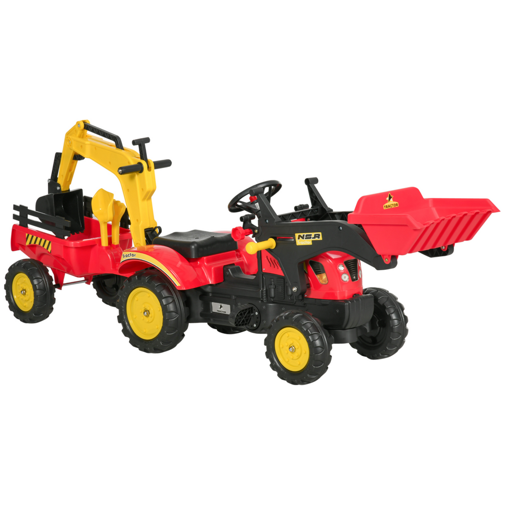 Pedal Powered Tractor Ride-On Car Moving Bucket Steering Wheel 3-6 Yrs