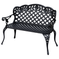Garden Bench, Cast Aluminium, 107Lx58Wx85H cm-Black