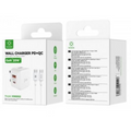 WOOX MX0252 20W PD+QC Home Charger with Type-C to Type-C Fast Cable, 5V 3A, White
