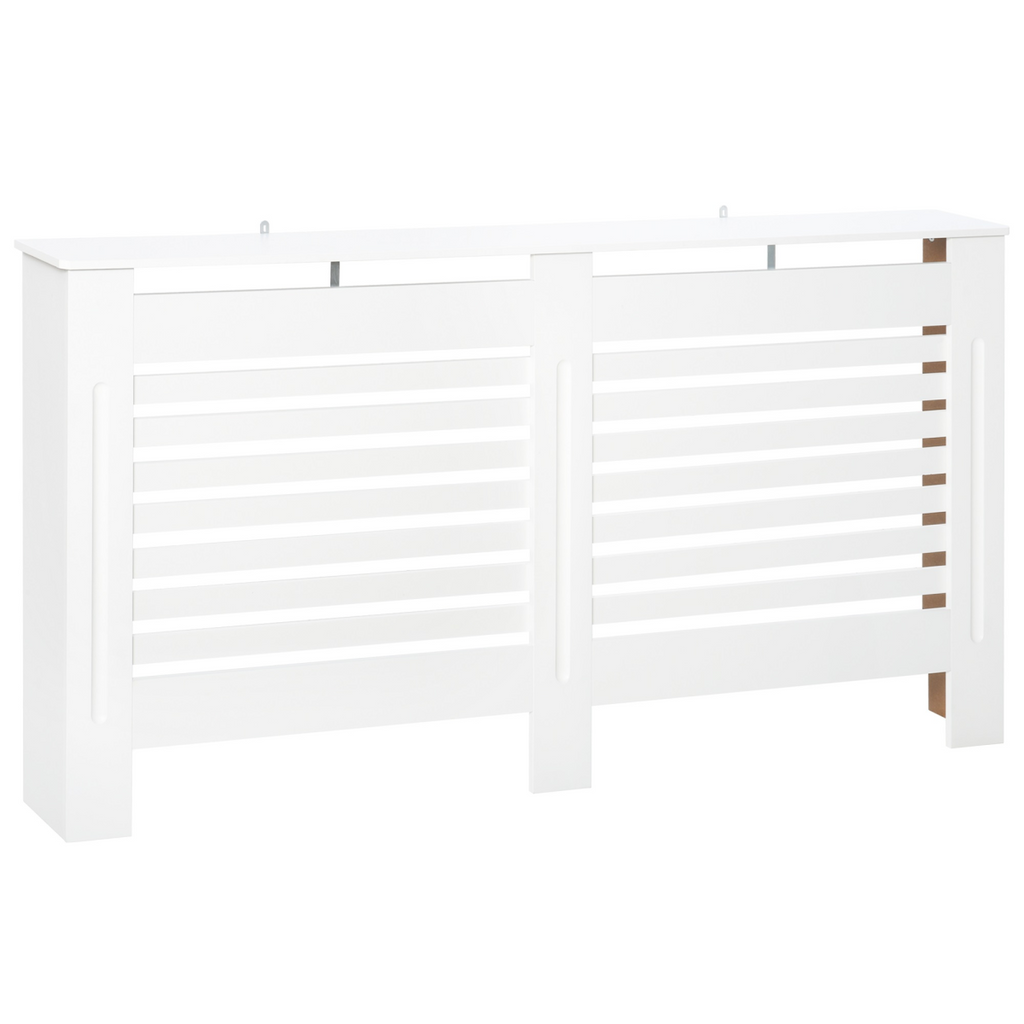 HOMCOM Modern Radiator Cover Cabinet Slatted Design MDF White Medium