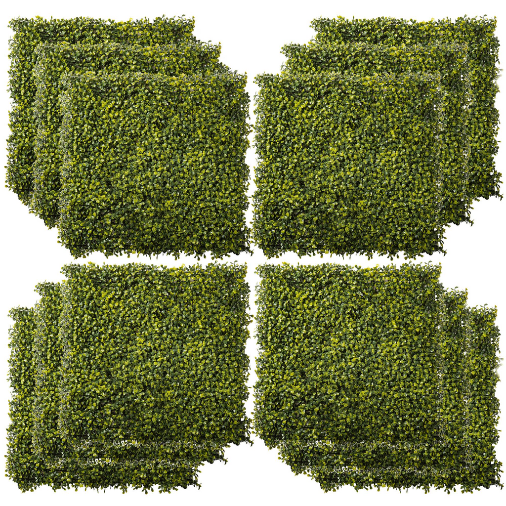 12PCS Artificial Boxwood Wall Panels 20" x 20" Grass Privacy Fence Screen